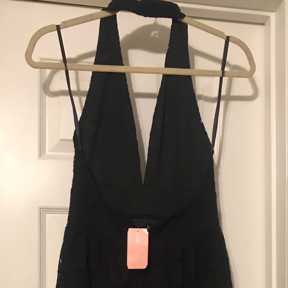 She +Sky Lace Dress in Black Halter Top Size S NWT